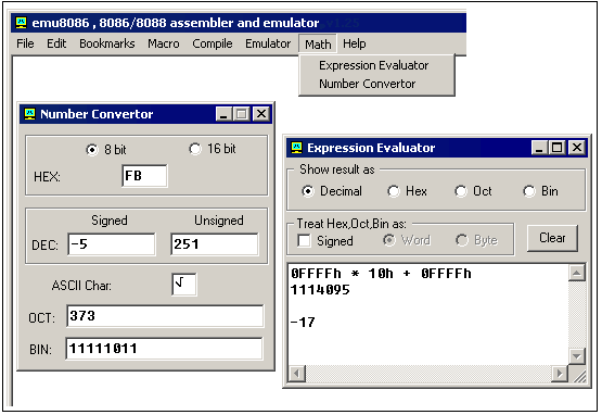 Преобразование в Emu8086