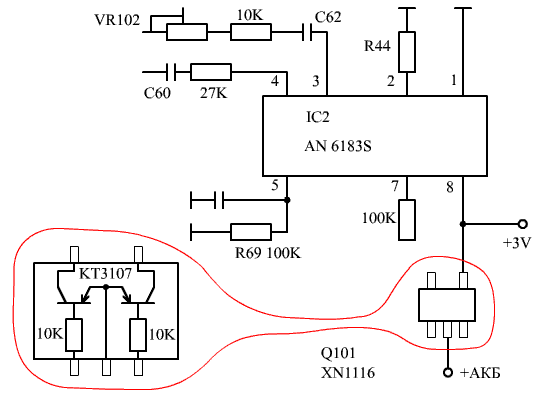 Схема включения микросхемы AN6183S